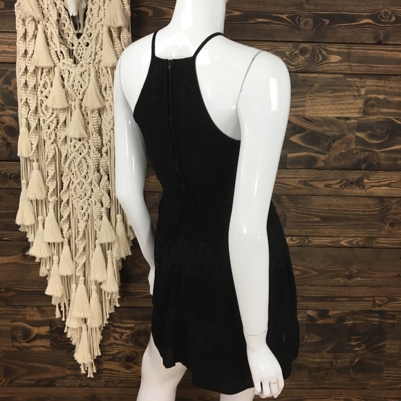 B Darlin | Crochet Lace Halter Dress Black - Picture 5 of 6
